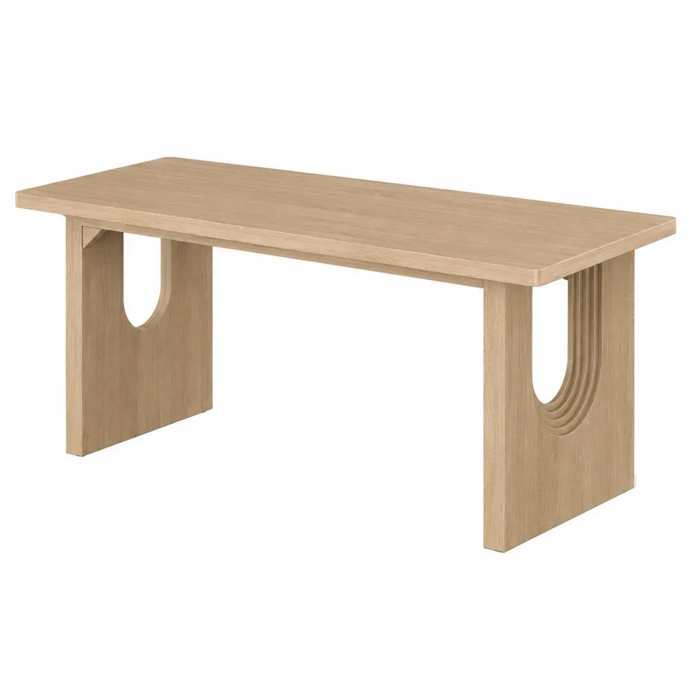 Scrivania rettangolare con piano e gambe a pannello in MDF effetto rovere chiaro 160 x 70 x 75 cm