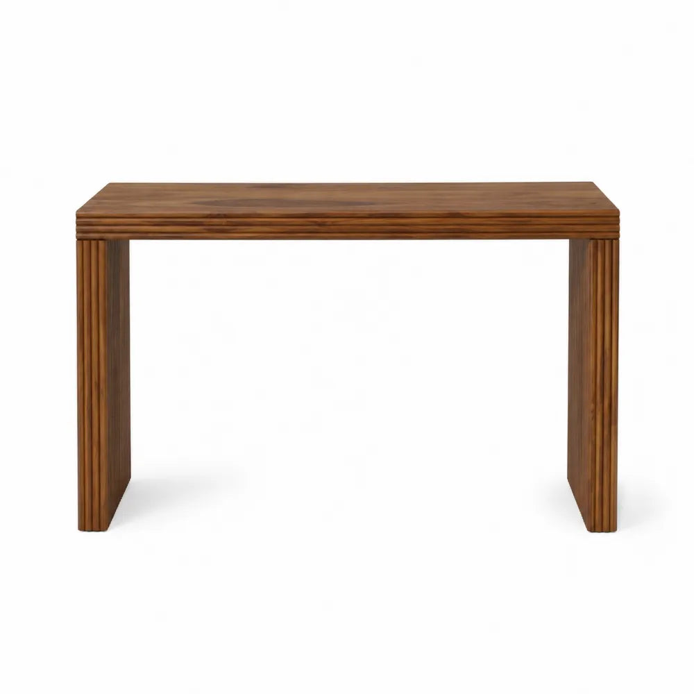 Tavolo consolle in legno effetto noce struttura rettangolare con gambe scanalate dimensioni 120 cm x 40 cm x 75 cm